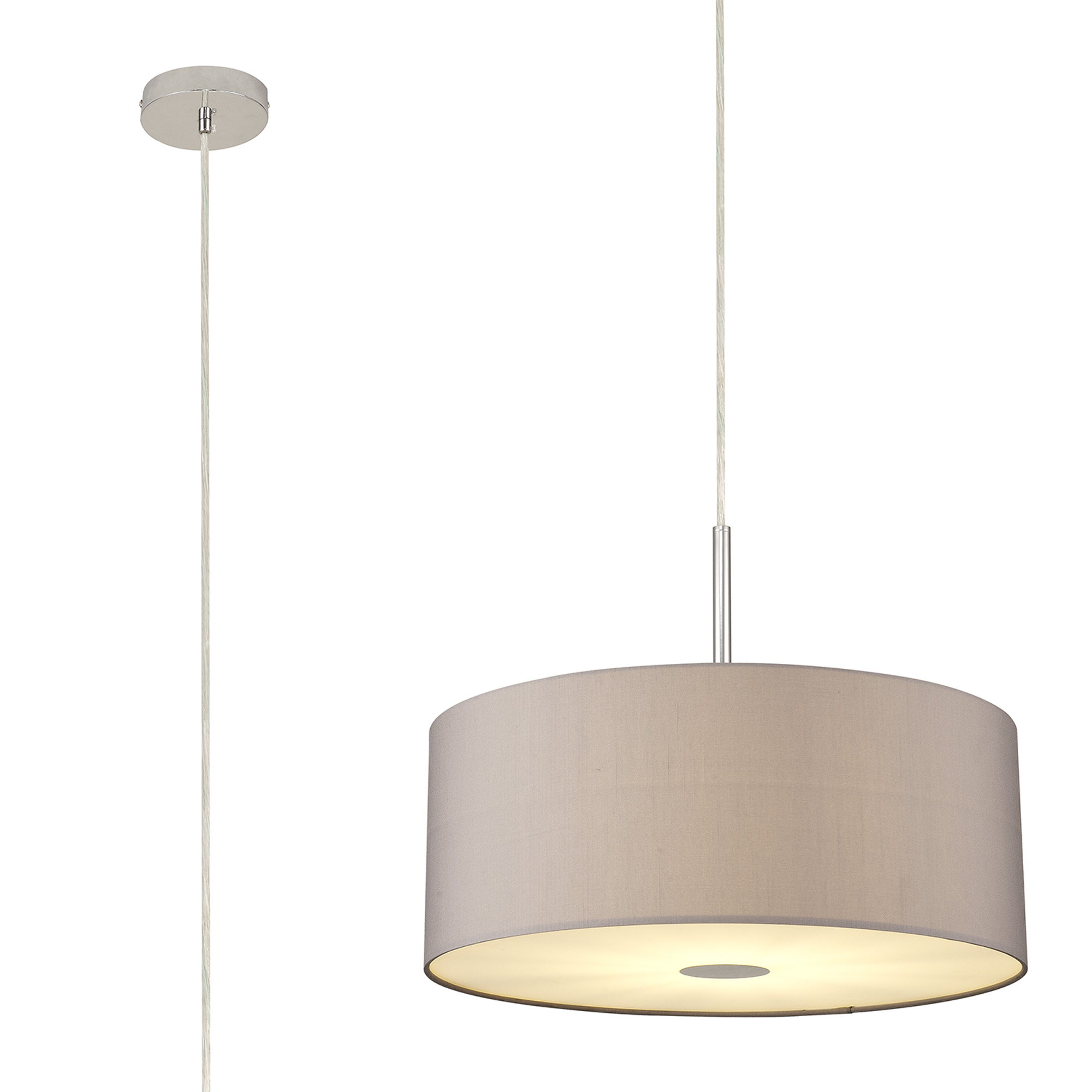 Baymont 50cm Pendant 1 Light Polished Chrome, Grey, Frosted Diffuser
